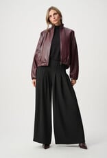 Joseph Ribkoff Joseph Ribkoff Leatherette Mock Neck Bomber Jacket Burgundy