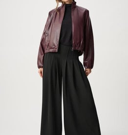 Joseph Ribkoff Joseph Ribkoff Leatherette Mock Neck Bomber Jacket Burgundy