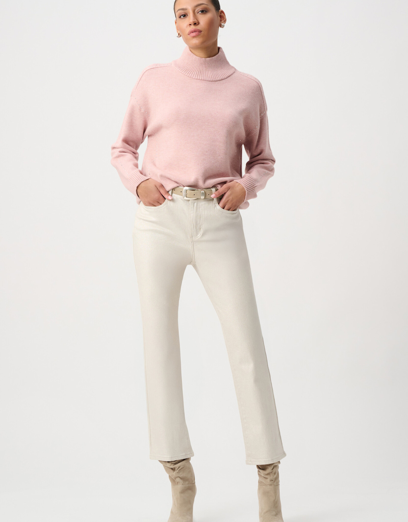 Joseph Ribkoff Joseph Ribkoff Embellished Mockneck Sweater Blush Melange