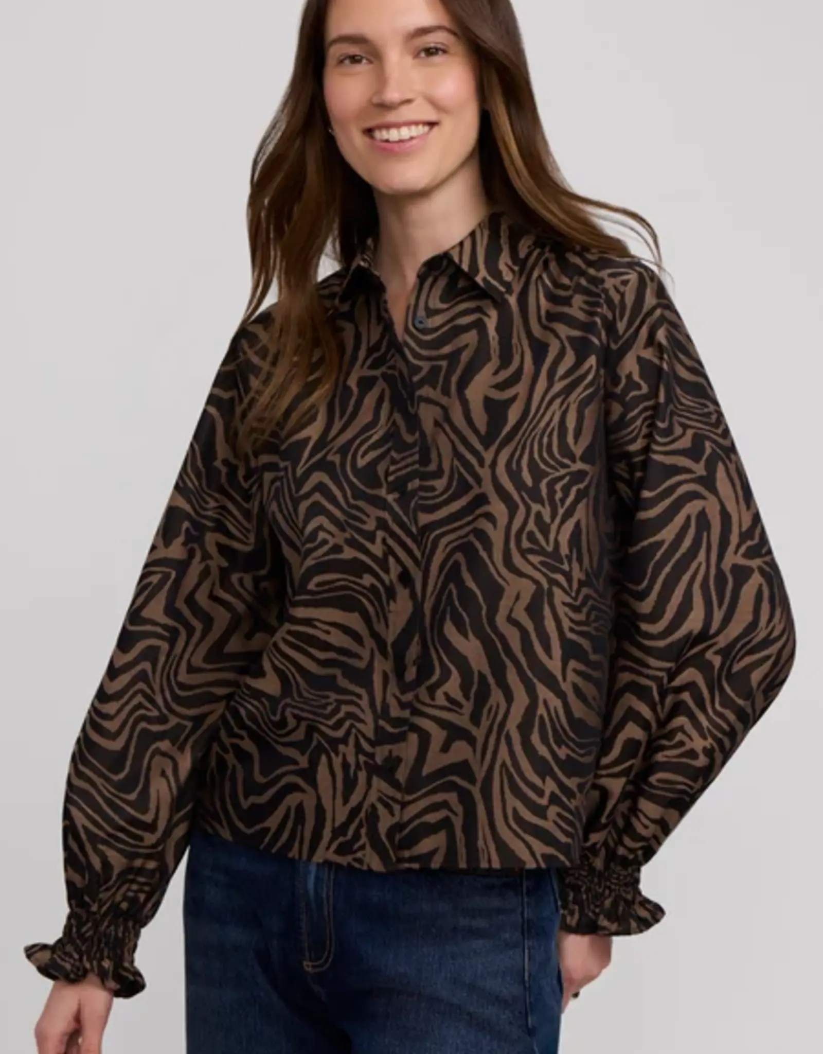 Foxcroft Foxcroft Vivienne Almond/Black Zebra Shirt