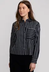 Foxcroft Foxcroft Jodie Animal Border Long Sleeve Short Shirt Blk/Wht