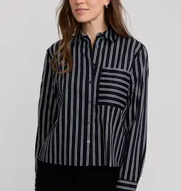 Foxcroft Foxcroft Jodie Animal Border Long Sleeve Short Shirt Blk/Wht