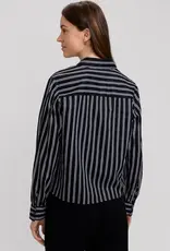 Foxcroft Foxcroft Jodie Animal Border Long Sleeve Short Shirt Blk/Wht