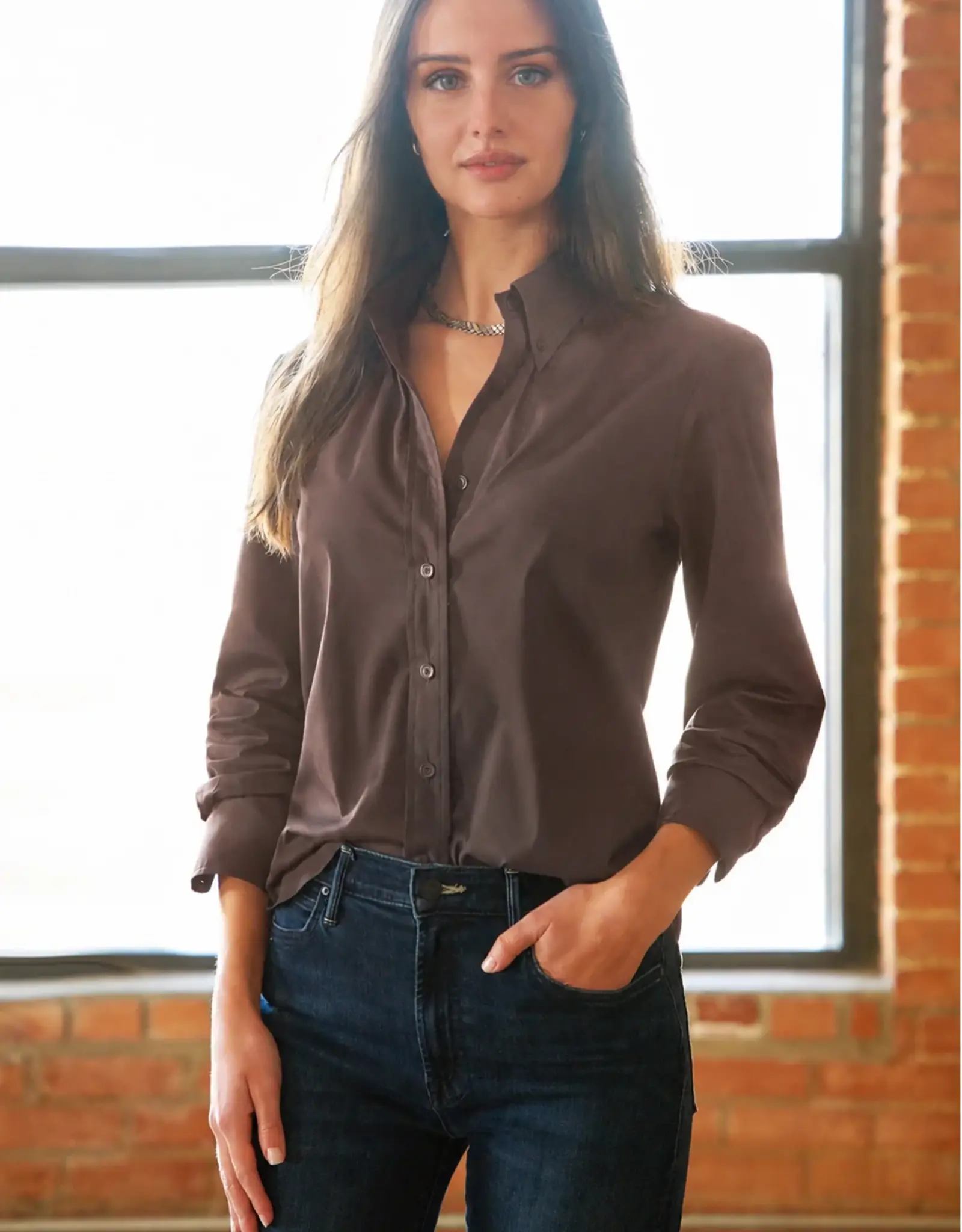 Finley Shirts Finley Preppy Solid Shirt Chocolate