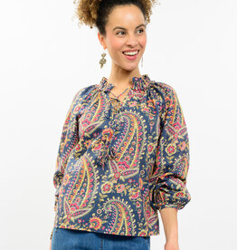 Ivy Jane Ivy Jane Long Sleeve Tassel Top Blue Floral
