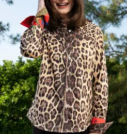 Tizzie Tizzie Rome Shirt Cheetah Print with Red Cuff