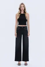 Vervet Vervet High Rise Silver Dome Nail Head Detail Black Wide Leg Jeans