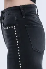 Vervet Vervet High Rise Silver Dome Nail Head Detail Black Wide Leg Jeans