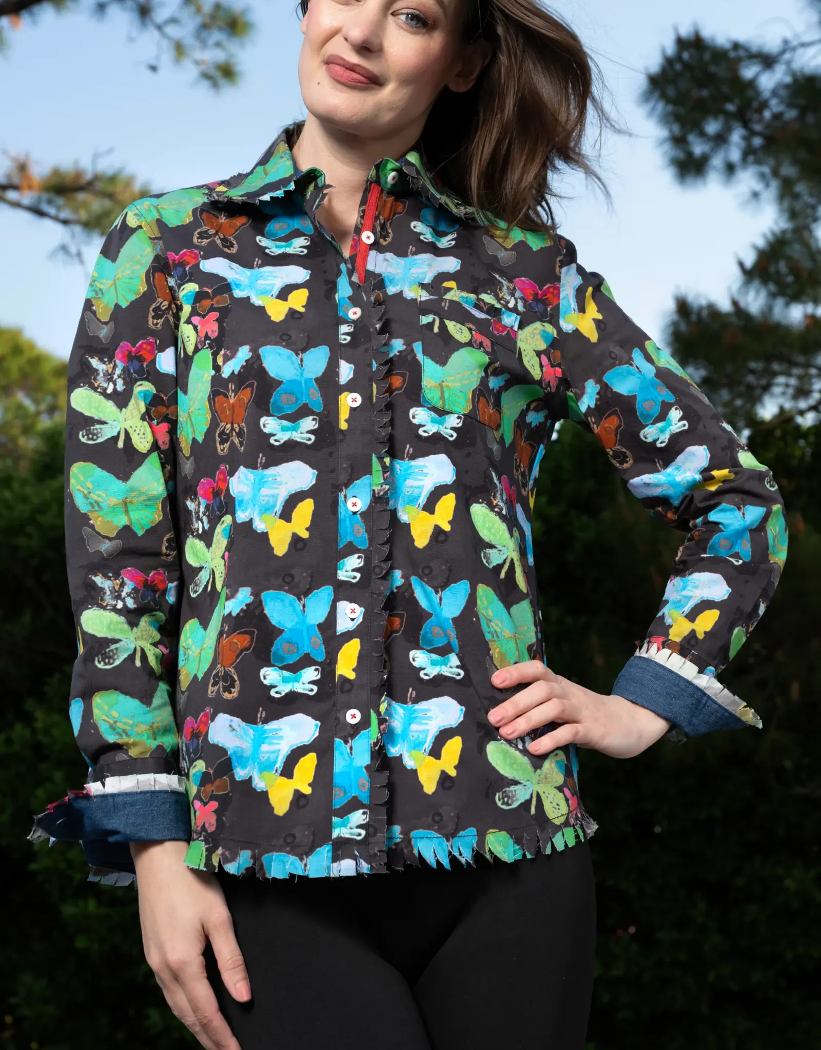 Tizzie Tizzie Cape Cod Black Butterfly Print Top