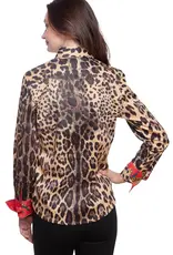 Tizzie Tizzie Rome Shirt Cheetah Print with Red Cuff