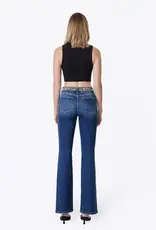 Vervet Vervet High Rise Leopard Print Waistband Bootcut Jeans