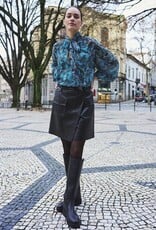 Esqualo EsQualo Black A-Line Wrap Skirt with Belt