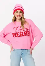 Shiraleah Shiraleah Very Merry Pearls Relaxed Sweatshirt Pink