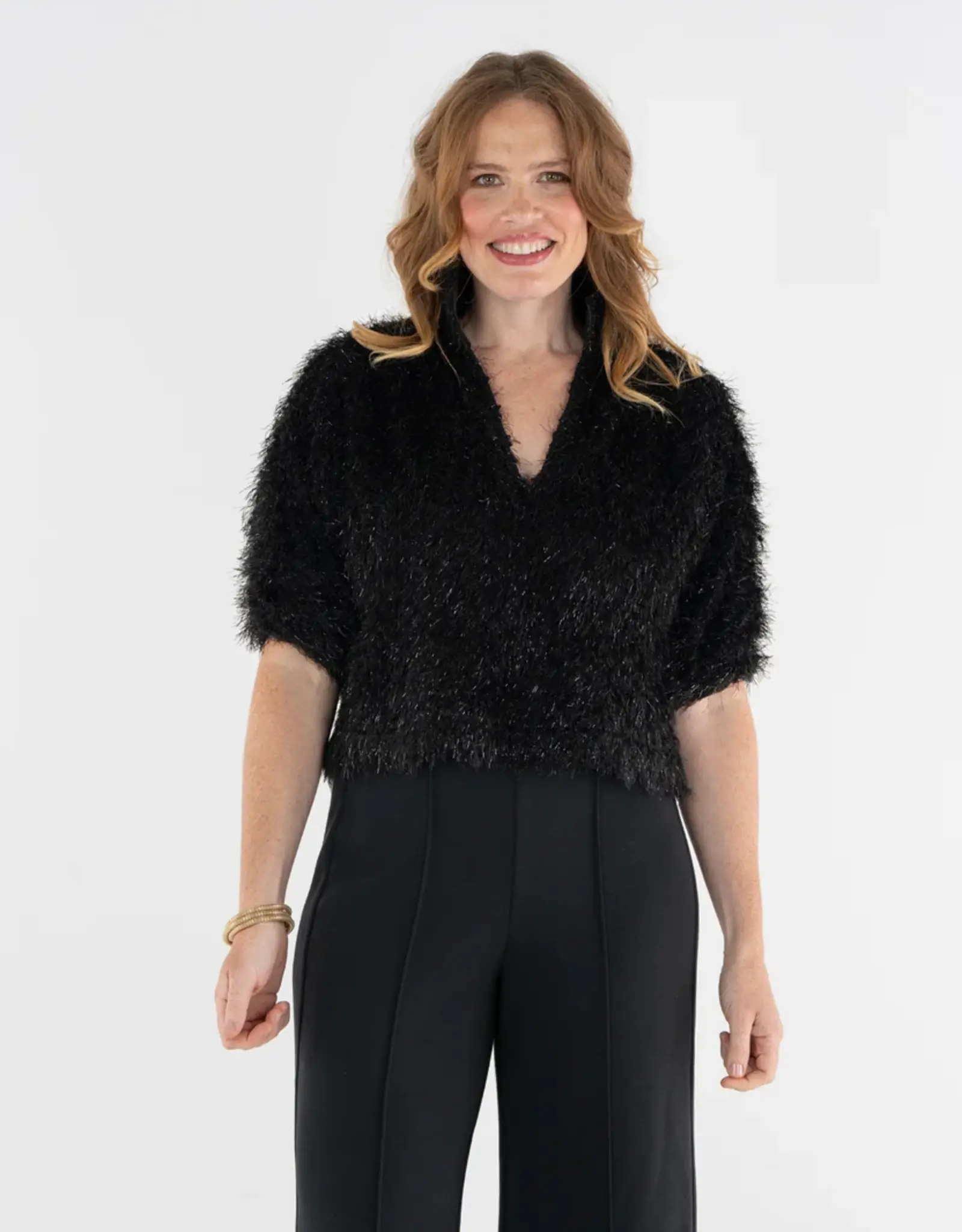 Emily McCarthy Emily McCarthy Estelle Top Black Tie Fringe