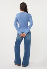 Esqualo Esqualo Rhinestone Studded Rib Long Sleeve Sweater Blue