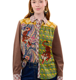 Ivy Jane Ivy Jane Tiger Embroidered Patchwork Shirt