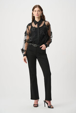 Joseph Ribkoff Joseph Ribkoff Sheer Textured Flower Applique Blouse Blk
