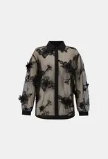 Joseph Ribkoff Joseph Ribkoff Sheer Textured Flower Applique Blouse Blk