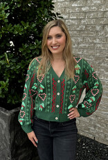 Queen of Sparkles Queen of Sparkles Green 3D Holly & Peppermint Cardigan