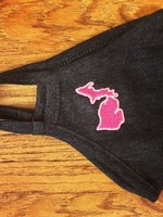 Michigan Awesome Michigan Awesome YOUTH Face Mask | Heather Black & Pink