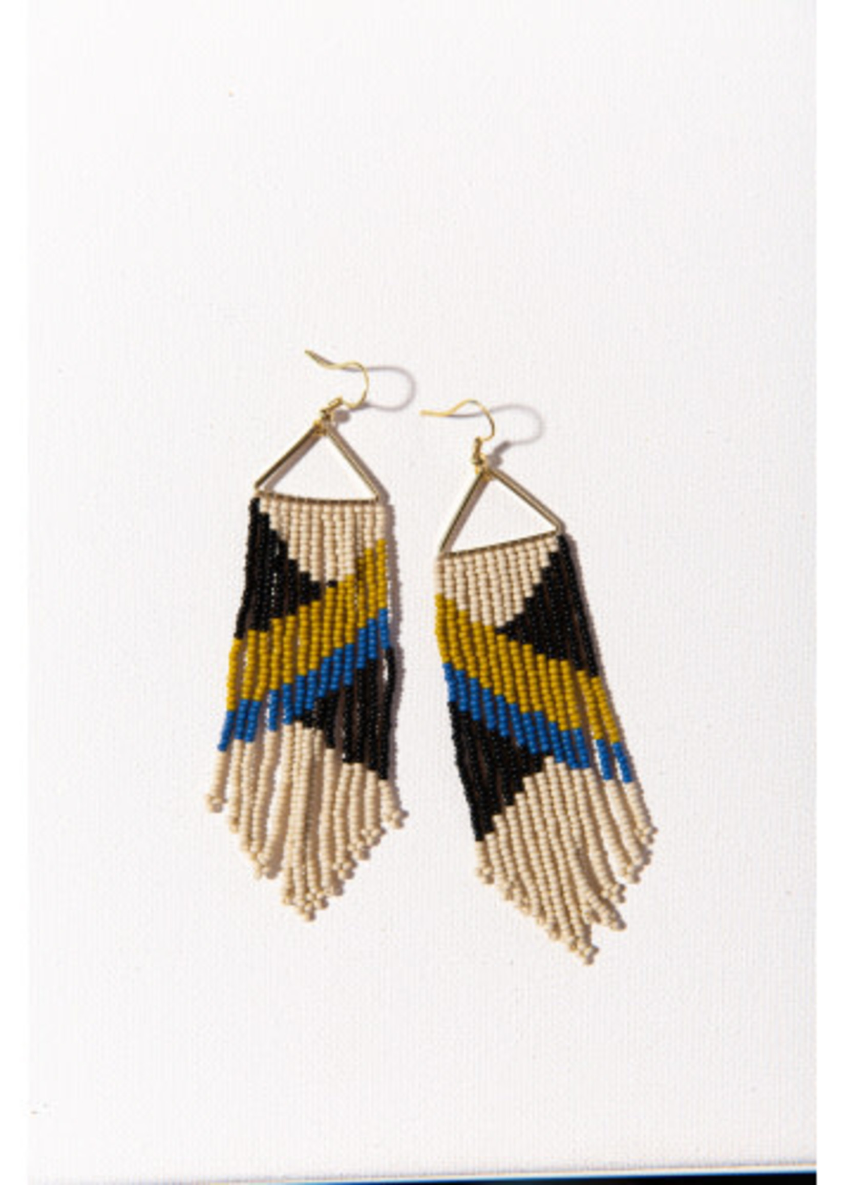 Ink+Alloy Ink + Alloy | lapis black citron diagonal on triangle earring 4.5"