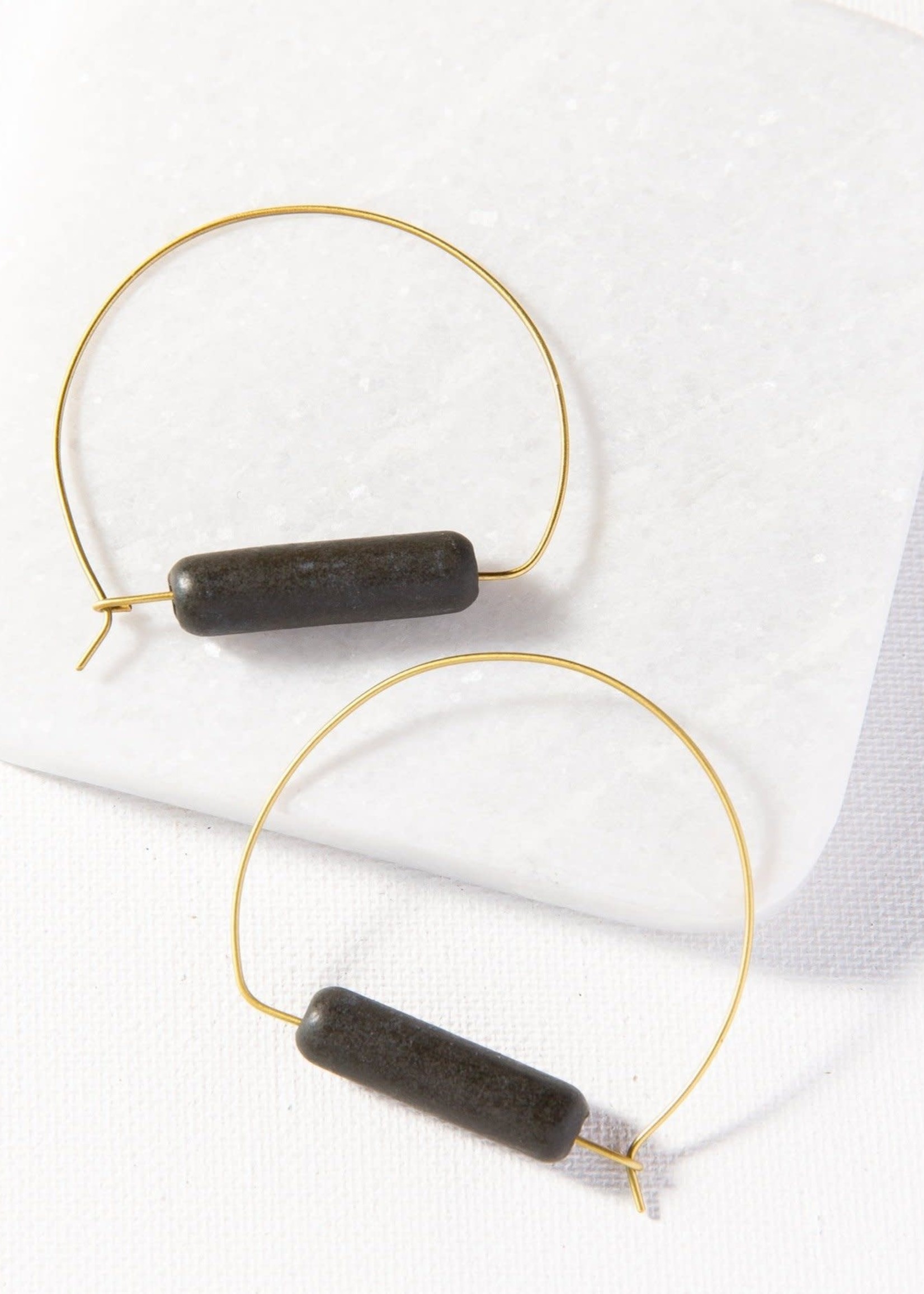 Ink + Alloy Ink + Alloy | Black and Brass Ceramic Hoop Earrings