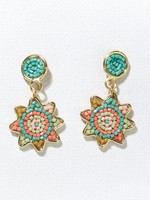 Ink + Alloy Ink + Alloy | CORAL MINT SMALL DOT AND FLOWER BRASS BEADED EARRINGS