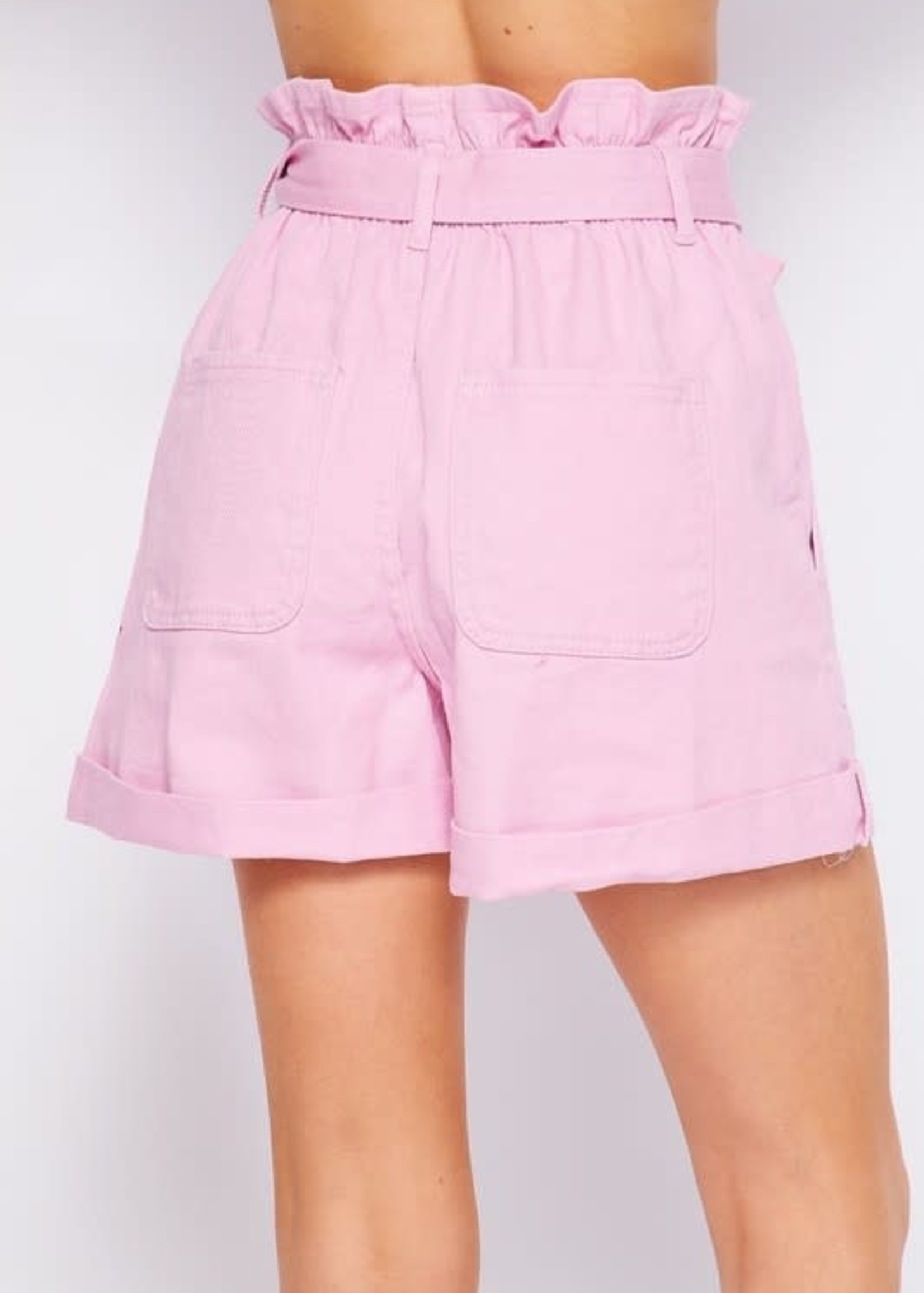Solid Casual Cotton Tie Waist Shorts