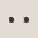 Nickel & Suede | Black Round Small Studs