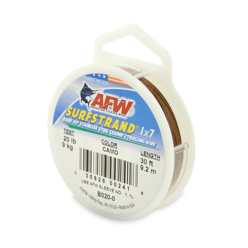 AFW B020-0 Surfstrand, Bare 1x7 Stainless Steel Leader Wire, 20 lb AFW B020-0 Surfstrand, Bare 1x7 Stainless Steel Leader Wire, 20 lb