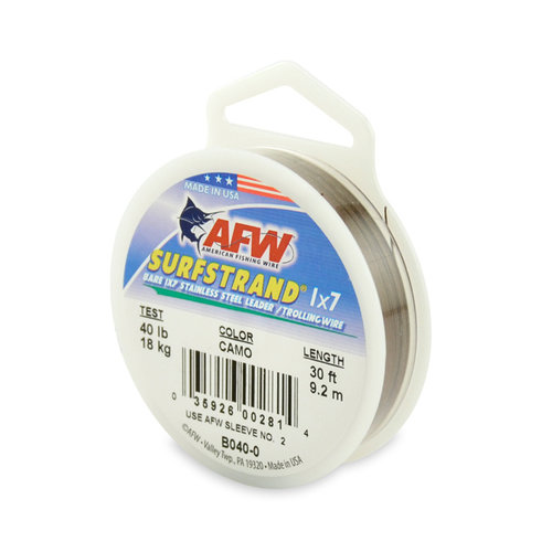 AFW SURFSTRAND SS WIRE CAMO BROWN - 30' B040-0 40 LB. AFW SURFSTRAND SS WIRE CAMO BROWN - 30' B040-0 40 LB.