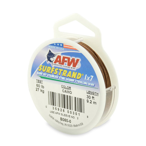 AFW SURFSTRAND SS WIRE CAMO BROWN - 30' B060-0 60 LB. AFW SURFSTRAND SS WIRE CAMO BROWN - 30' B060-0 60 LB.