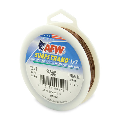 AFW B090-4 Surfstrand, Bare 1x7 Stainless Steel Leader Wire, 90 lb AFW B090-4 Surfstrand, Bare 1x7 Stainless Steel Leader Wire, 90 lb