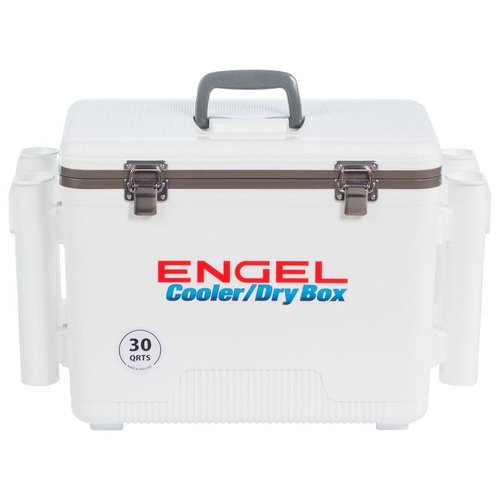 Engel 30 quart leak-proof air-tight drybox/cooler with rod holders