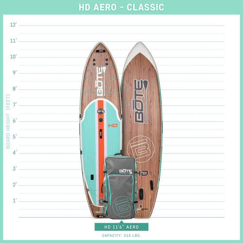 Bote HD Aero 11′6″ Classic Teak Inflatable Paddle Board
