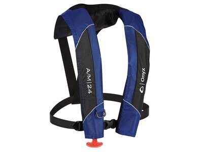 Onyx A/M-24 AUTOMATIC/MANUAL INFLATABLE LIFE JACKET - BLUE