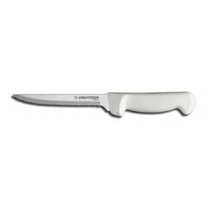 Dexter Basics 6" Scalloped Utility Knife White Handle