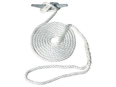 Invincible Marine 20' Dock Line - 3/8" Twisted Nylon Hand Spliced 3-strand White