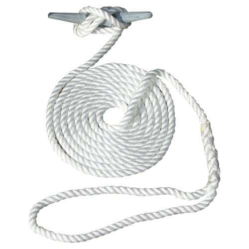 Invincible Marine 20' Dock Line - 3/8" Twisted Nylon Hand Spliced 3-strand White