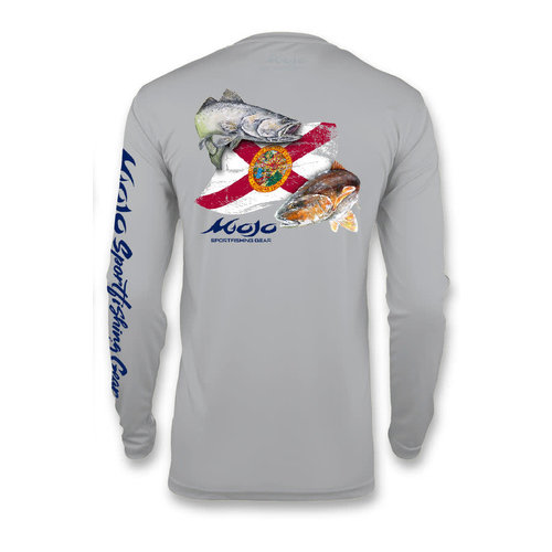 New Artwork] Peacock Bass Florida Map Fishing Shirts for Men with Florida  State Flag Sleeve Small/Citrus