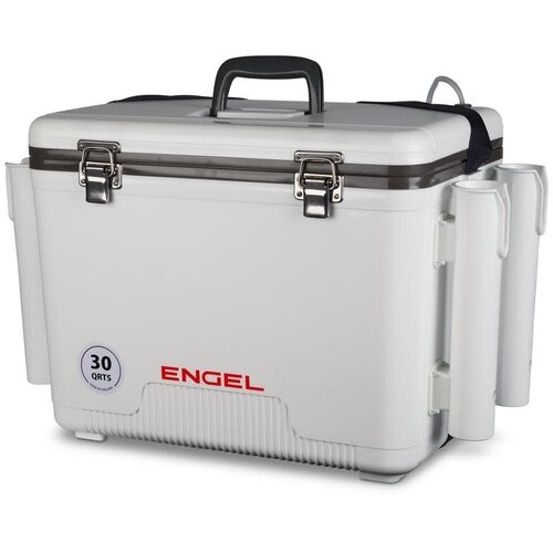 Engel 30q Live Bait Drybox/Cooler with 2 speed aerator pump and 4 rod holders.
