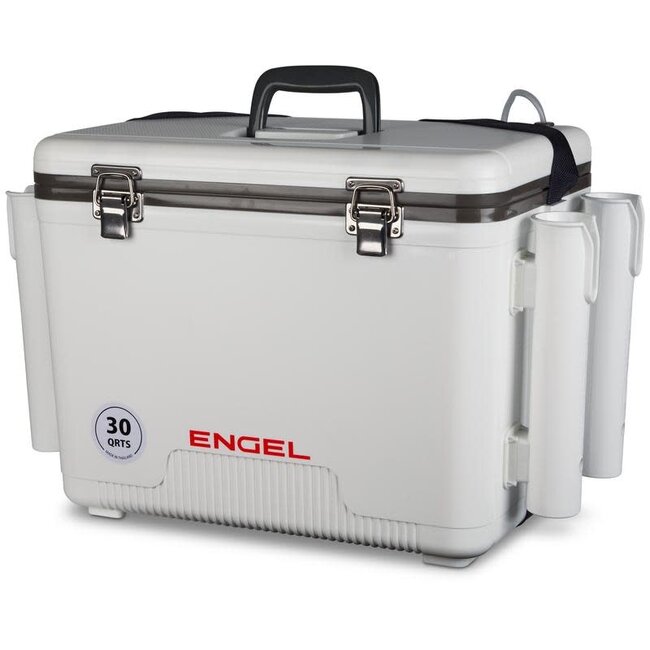 Engel 30q Live Bait Drybox/Cooler with 2 speed aerator pump and 4 rod holders.