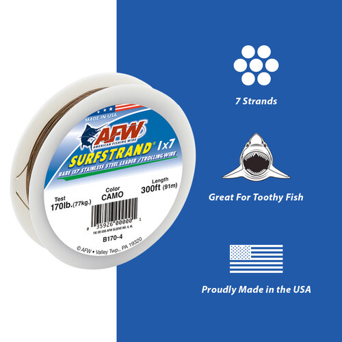 AFW Surfstrand, Bare 1x7 Stainless Steel Leader Wire