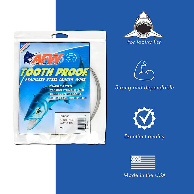 AFW Tooth Proof Stainless Steel Single Strand Leader Wire - Coiled