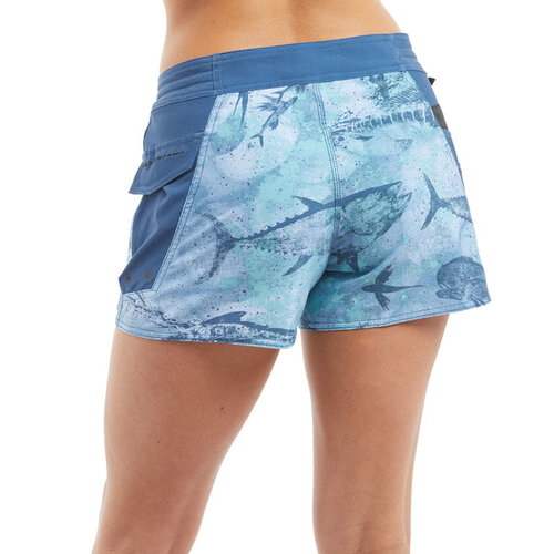 Pelagic Ocean Master Open Seas Camo Womens Shorts - Blue