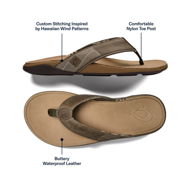 Olukai Tuahine Men's Waterproof Leather Beach Sandals