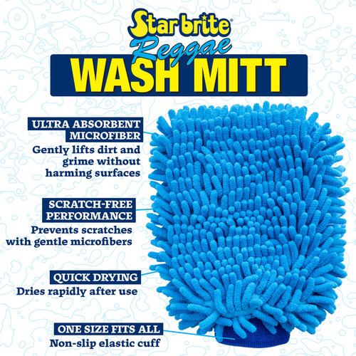 Star Brite Machine Washable Microfiber Reggae Mitt - Soft, Highly Absorbent