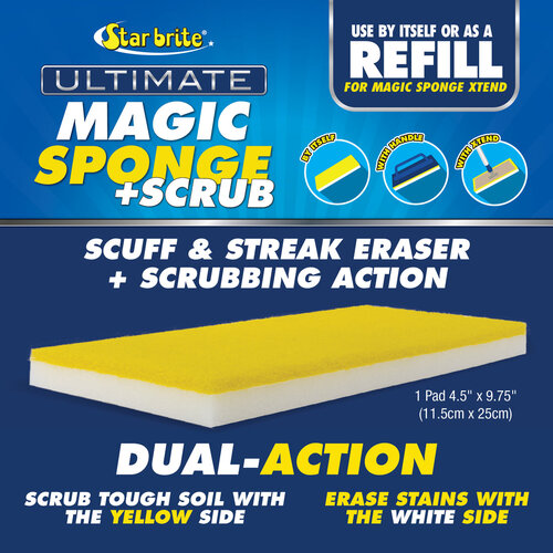 Star Brite Dual-Sided Magic Sponge + Scrub Pad for Boats & RVs