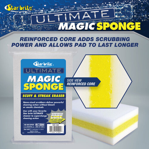 Star Brite Ultimate Magic Sponge - Multipurpose Scuff & Stain Eraser