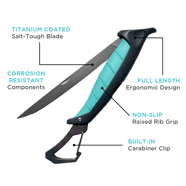 Toadfish Stowaway Filet System W/ 7” Filet Knife & Folding Cutting Board